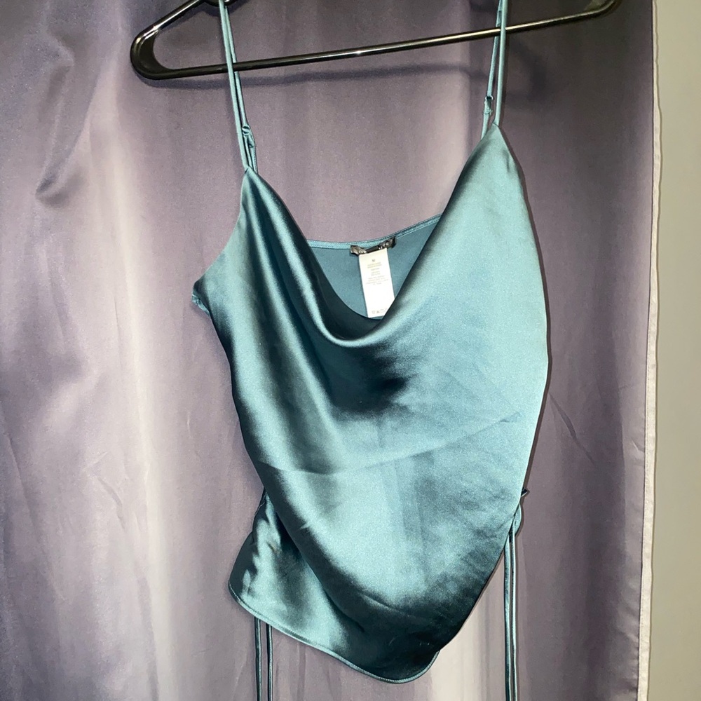 SOLD ELSEWHERE ✨2/$25✨ Dynamite Teal Satin Cowl Neck Top